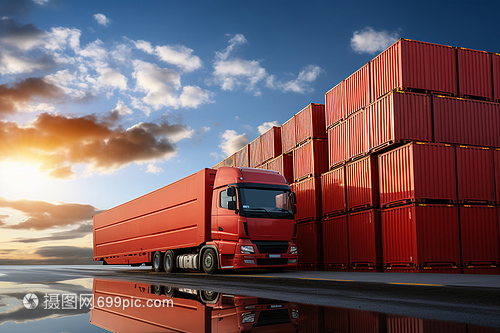 红色卡车集装箱 现代货物运输的关键驱动力